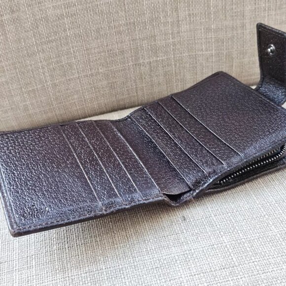 Auth Gucci Card Holder Brown Leather Canvas GG Logo Bifold Wallet made in Italy - Picture 13 of 13